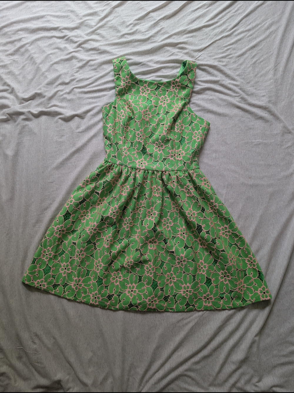 Lilly Pulitzer Women's Size 00 Dress Green Pink Floral Lace
